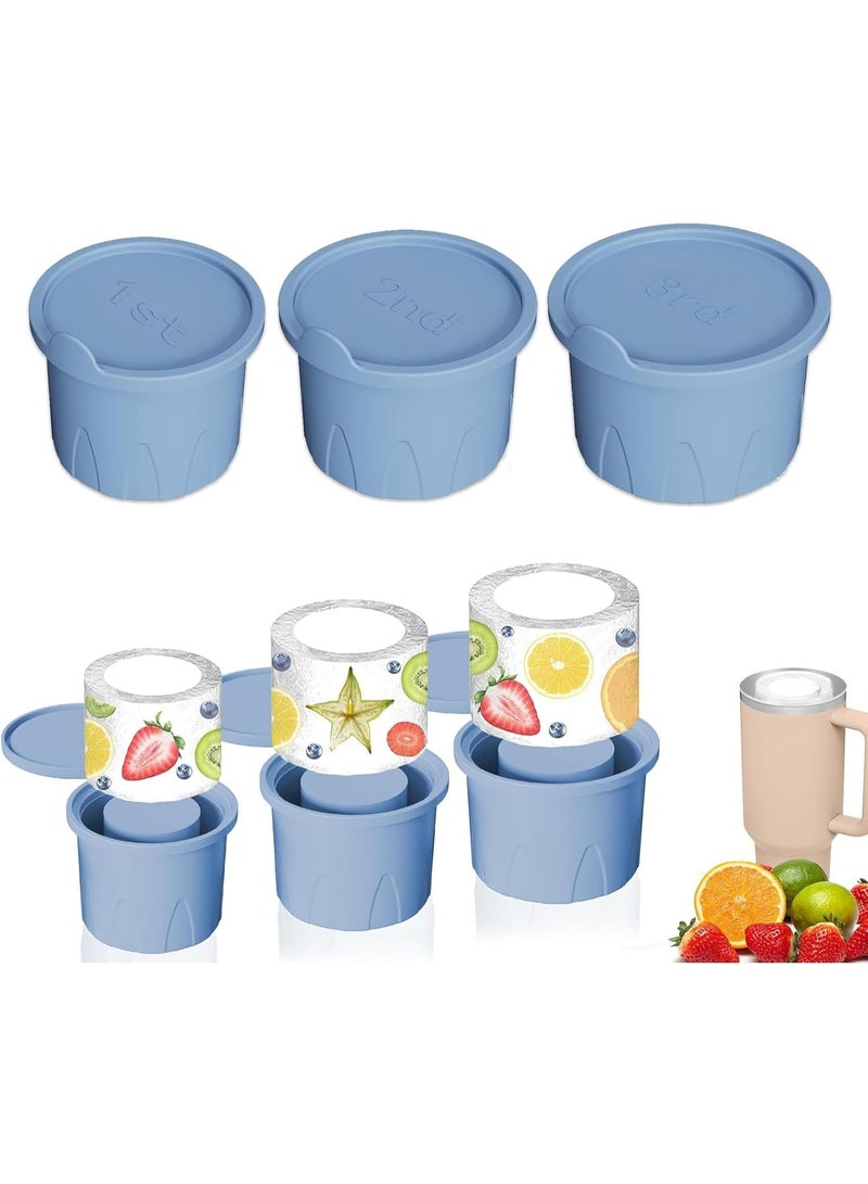 3PCS Hollow Cylindrical Silicone Ice Cube Mold for 24-40oz Flask Thermos Tumbler BPA-Free Ideal for Juice Drinks Coffee (Blue) - Image 1
